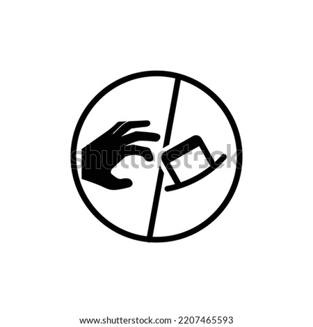 Beware of pickpockets hand stealing phone in pocket icon sign vector pictogram. Public transportation warning symbol. 