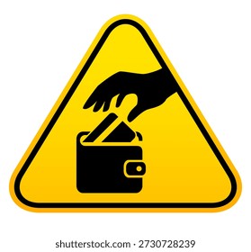 Cuidado com o sinal de aviso de carteiristas no fundo branco