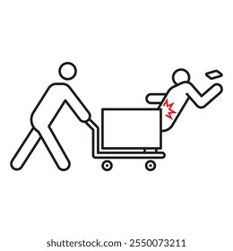 Beware platform truck cart moving area flat icon sign