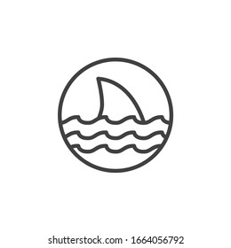 Beware sharks line icon. linear style sign for mobile concept and web design. Sharks Sign outline vector icon. Symbol, logo illustration. Vector graphics