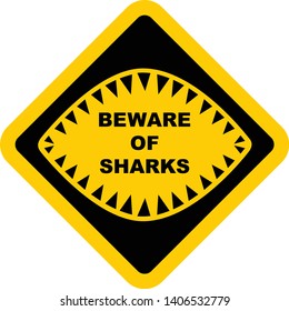 Beware Sharks Sign Vector Illustration