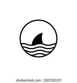Beware of sharks warning icon sign vector. Shark fin pictogram symbol.