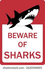 Beware of sharks. Warning sign.
