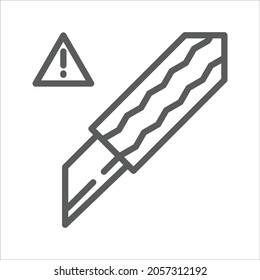 Beware Sharp Knife Shipping Package Handling Simple Icon Vector Set 