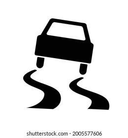 Cuidado con la resbaladiza ilustración de vector de señalización de carreteras