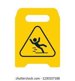 Beware of slippery. Yellow sign. Caution. Slippery. Logo. Vector illustration. EPS 10.