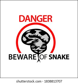 Cuidado con el signo de la serpiente, Ilustración vectorial sobre fondo blanco.