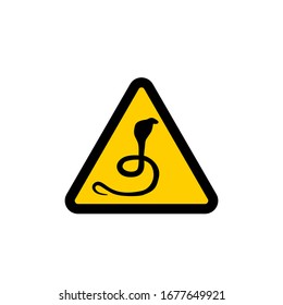 Beware of Snake Yellow Warning Vector Sign Isolated White Background