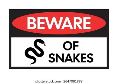 Cuidado com o sinal das cobras - alerta de perigo de vida selvagem vermelha e preta - imagem vetorial de alta qualidade