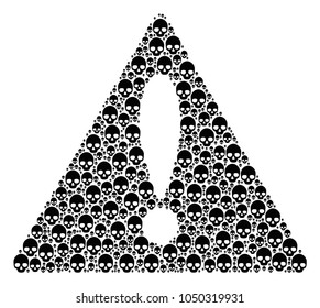 Beware Symbol collage organized of skull elements. Vector skull items are composed into conceptual risk symbol pattern.