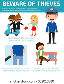 Beware of thieves ,infographic background concept. Vector Illustration