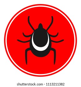 BEWARE OF TICKS sign. Round. Vector.