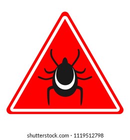 BEWARE OF TICKS sign. Triangle. Vector.