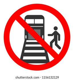 Beware of trains sign. Do not cross the railway lines. Vector.