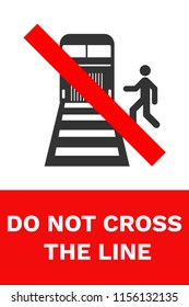Beware of trains sign. Do not cross the railway line. Vector.