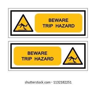 Beware Trip Hazard Symbol Sign, Vector Illustration, Isolate On White Background, Label ,Icon. EPS10