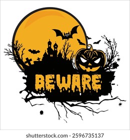 Beware Vector Design , T-shirt Design , Halloween Vector Design