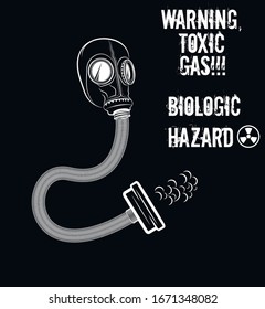 beware warning toxic gas biologic hazard protective gas mask poster