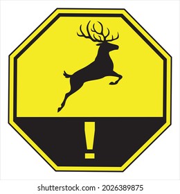 Beware Of Wildlife Crossing Sign Vector