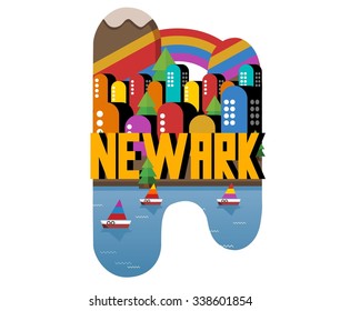 Bewark beautiful city to visit. vector cartoon