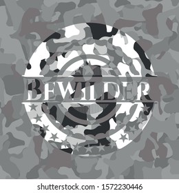 Bewilder grey camo emblem. Vector Illustration.