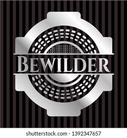 Bewilder silvery badge. Vector Illustration. Mosaic.