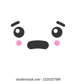 Desconcertada kawaii lindo rostro emocional, icono vector emoticono