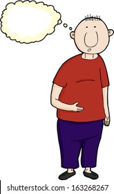 Bewildered man in slippers thinking over white background