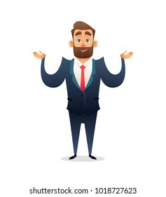 Bewildered Successful beard businessman character. Business concept illustration