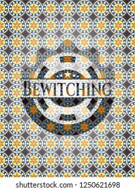 Bewitching arabic badge background. Arabesque decoration.
