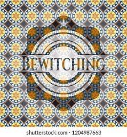 Bewitching arabic emblem background. Arabesque decoration.