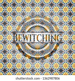 Bewitching arabic style badge. Arabesque decoration.