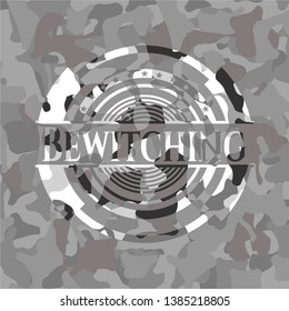 Bewitching grey camouflaged emblem. Vector Illustration.