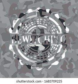 Bewitching grey camouflaged emblem. Vector Illustration.