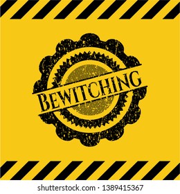 Bewitching inside warning sign, black grunge emblem. Vector Illustration. Detailed.