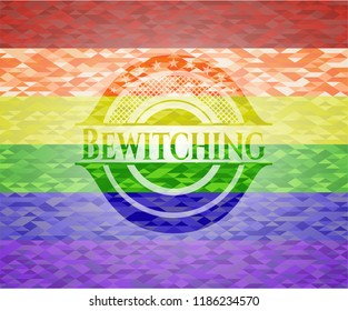 Bewitching on mosaic background with the colors of the LGBT flag