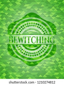 Bewitching realistic green emblem. Mosaic background