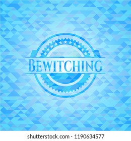 Bewitching realistic sky blue mosaic emblem