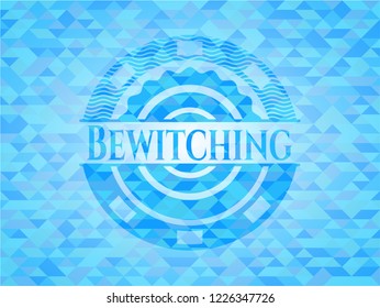 Bewitching realistic sky blue mosaic emblem