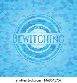 Bewitching realistic sky blue mosaic emblem