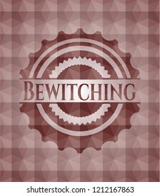 Bewitching red emblem with geometric pattern. Seamless.