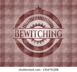 Bewitching red seamless badge with geometric pattern.