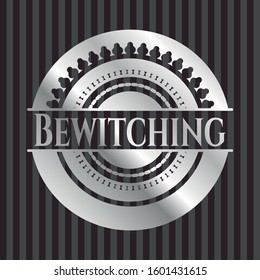 Bewitching silver badge. Vector Illustration. Mosaic.