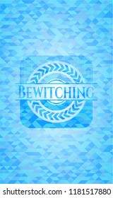 Bewitching sky blue emblem with mosaic background