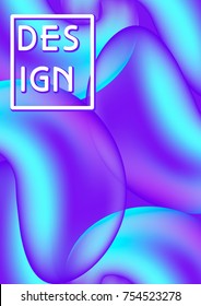 Bewitching ultramarine liquid template with vector futuristic geometric shapes, trendy pastel magnetic elements, gradient fluid effect, used as cover, catalog, poster, banner, business presentation.