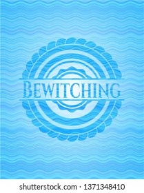 Bewitching water wave badge background.