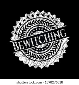 Bewitching written on a blackboard. Vector Illustration. Detailed.