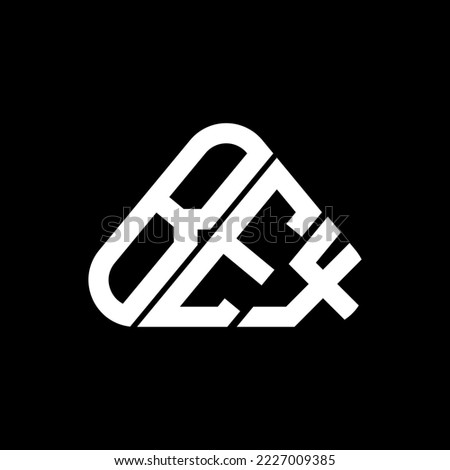 BEX letter logo creative design with vector graphic, BEX simple and modern logo in round triangle shape.