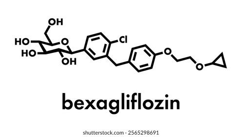 Bexagliflozin diabetes drug molecule. Skeletal formula.