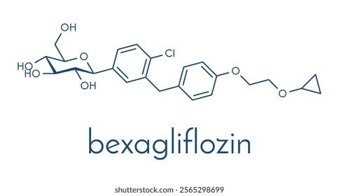 Bexagliflozin diabetes drug molecule. Skeletal formula.